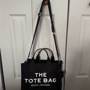 Marc Jacobs Black Tote Bag with White Lettering